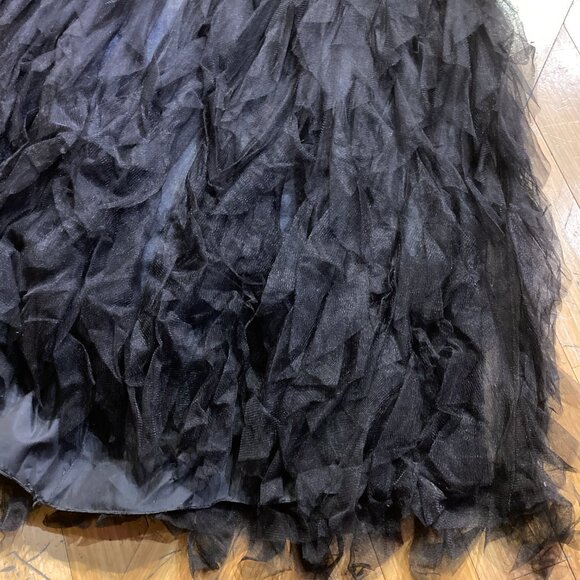 Pronovias Gothic Princess Prom Wedding Gown Black Tulle Ruffle Strapless Dress M - Picture 4 of 7